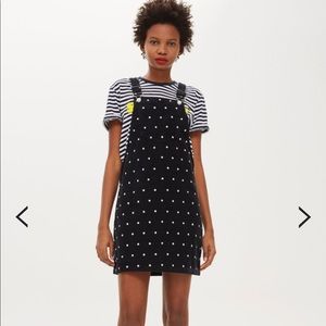 Topshot Corduroy Spot Detail Pinafore Dress